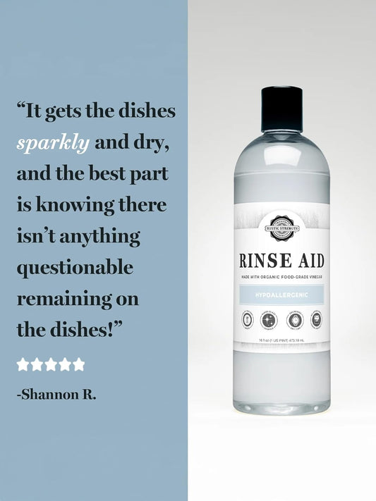 Rustic Strength Non Toxic Rinse Aid for Automatic Dishwashers, Unscented, 16 oz