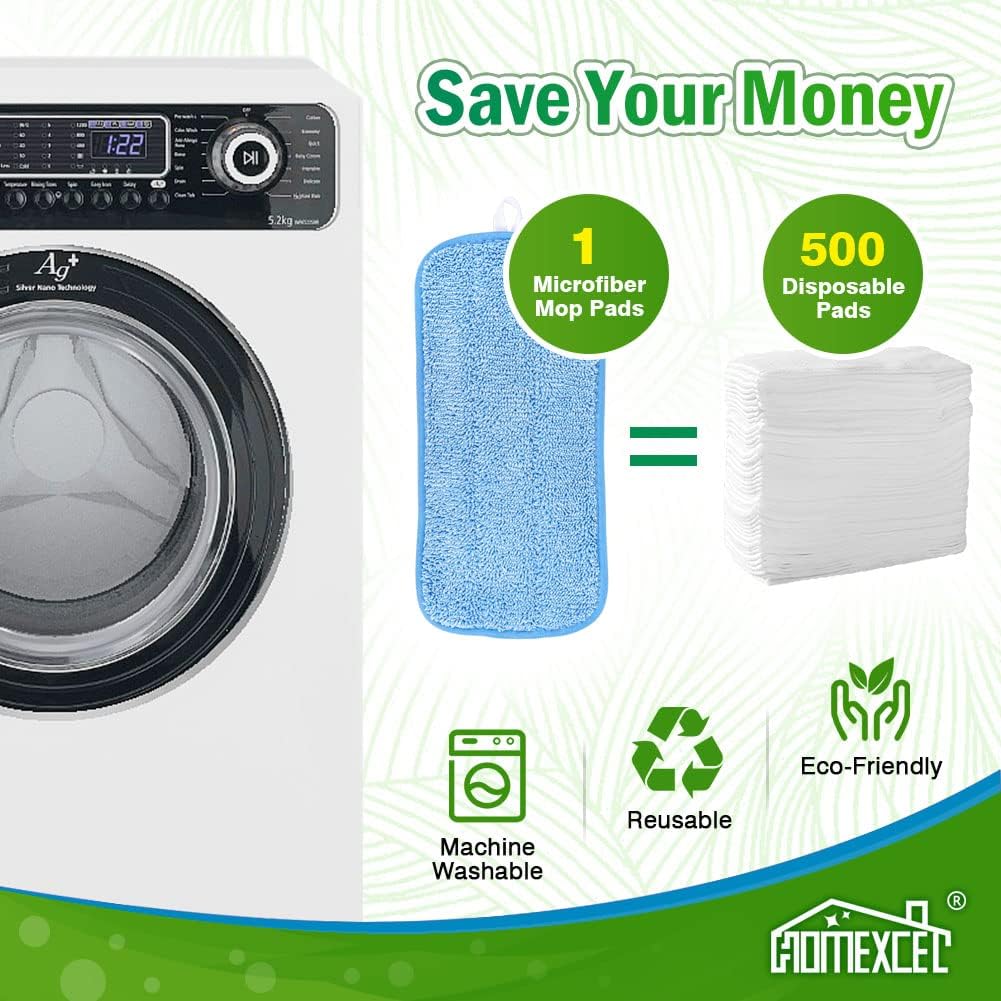 HOMEXCEL Microfiber Reusable Mop Pads Compatible with Swiffer Sweeper- Machine Washable Microfiber Pad Refills for Household Cleaning-Floor Cleaning Mop Head Pads Work Wet and Dry-Pack of 4