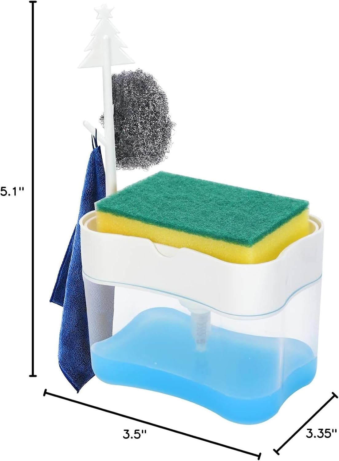 New 2026 Version Soap Dispenser with Added Features - Premium Quality Dish Soap Dispenser - Countertop Kitchen Soap Dispenser, Sink Dish Washing 13 Ounces (Sponge Included)