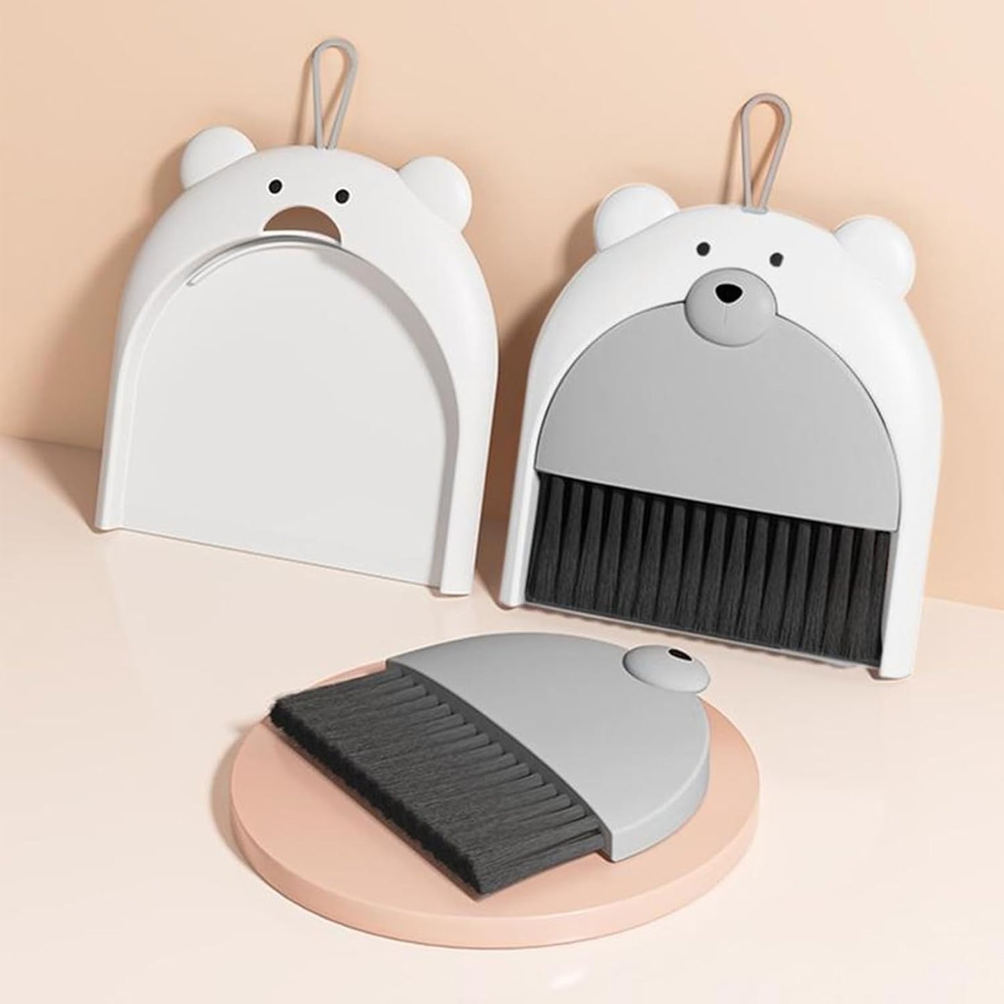 Broom with Dustpan Combo Set,Broom and Dustpan Set,Dust Pan and Brush Set with Small Hand(Grey)