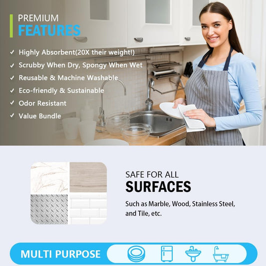 AIDEA Swedish Dishcloths for Kitchen-10PK, Absorbent Sponge Dish Cloth, Dishcloths for Washing Dishes, Reusable Paper Towels Dish Cloths, Swedish Towels for Home, Kitchen, Glass, 7" x 6"