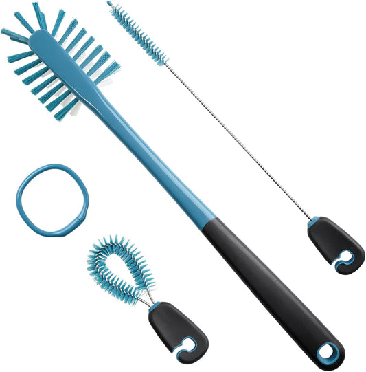 MOSOLAN 3-in-1 Water Bottle Cleaning Brush Set - Long Handle Scrubbing Brush for Tumbler, Straw, Baby Bottles, Drinking Glasses, White