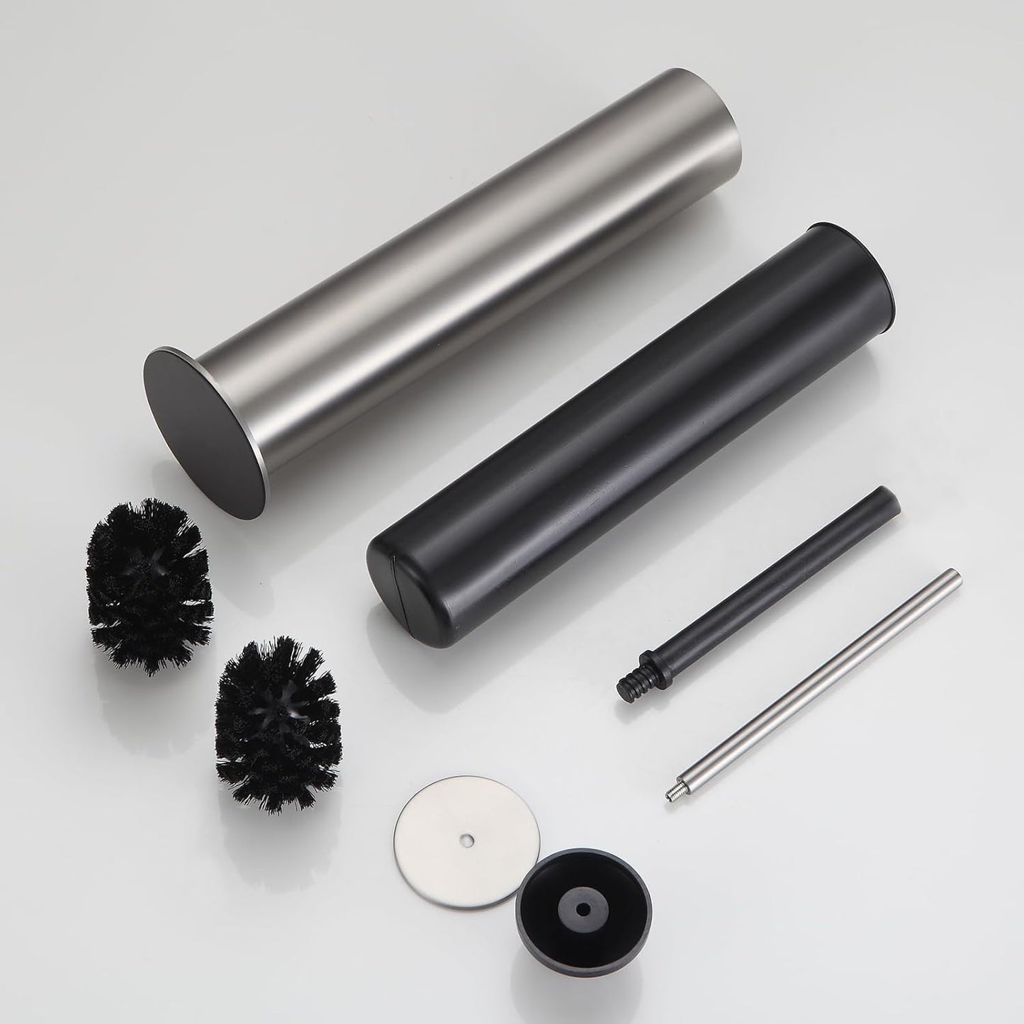 BGL Toilet Brush and Holder Set, Heavy Duty 304 Stainless Steel, Round Base and Long Handle for Bathroom Deep Cleaning, Drip-Proof, Space Saving for Storag, Polished Gold