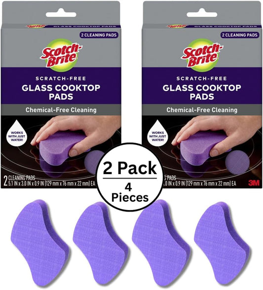 Scotch-Brite Scratch-Free Glass Cooktop Pads, Chemical-Free Cleaning, 2 Cleaning Pads - (2-Pack)