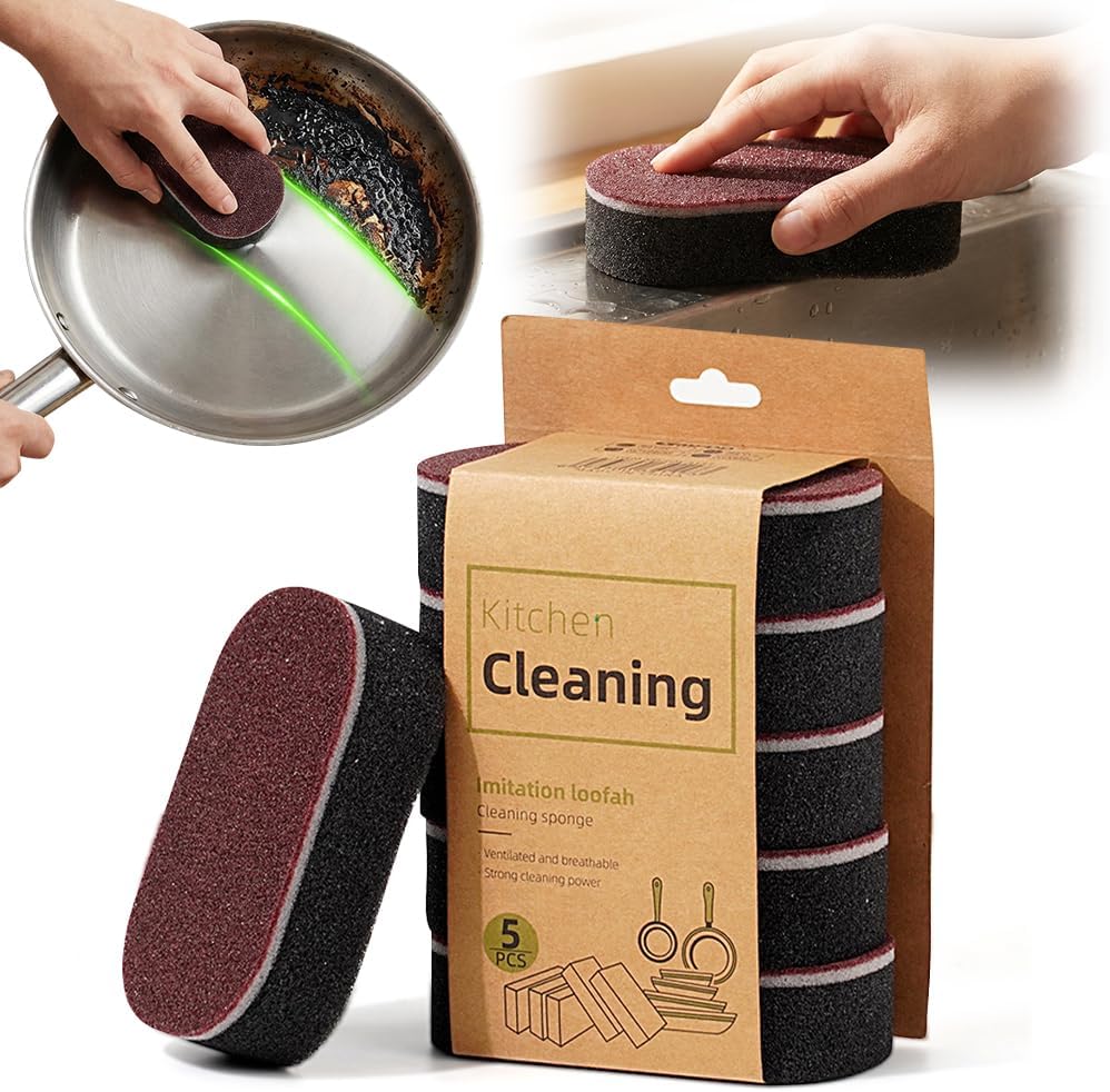 Magic Sponges Cleaning Eraser, Heavy-Duty Melamine Sponge Foam Pads, Multi-Functional Household Cleaning Kitchen Dish Sponge for Furniture, Bathroom, Bathtub,Sink,Floor,Baseboard,Wall Cleaner (5PCS)