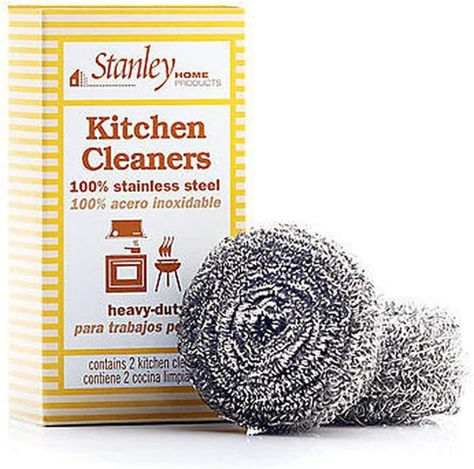 Stanley Home Products Stainless Steel Scrubbers – Rust Resistant Sponge for Pots, Pans, Grills, Ovens, Sinks and Tools – Metal Scrubbers for Kitchen & Garage Cleaning (1 Pack - 2 Count)