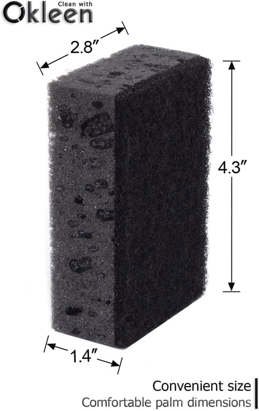 Green Multi Use Scrub Sponge. Made in Europe. 9 Pack, 4.3x2.8x1.4 inches. Odorless Heavy Duty and Non Scratch Fiber. Best, Durable, Delicate, Porous, Non Cellulose Kitchen Sponges and Scrubbers