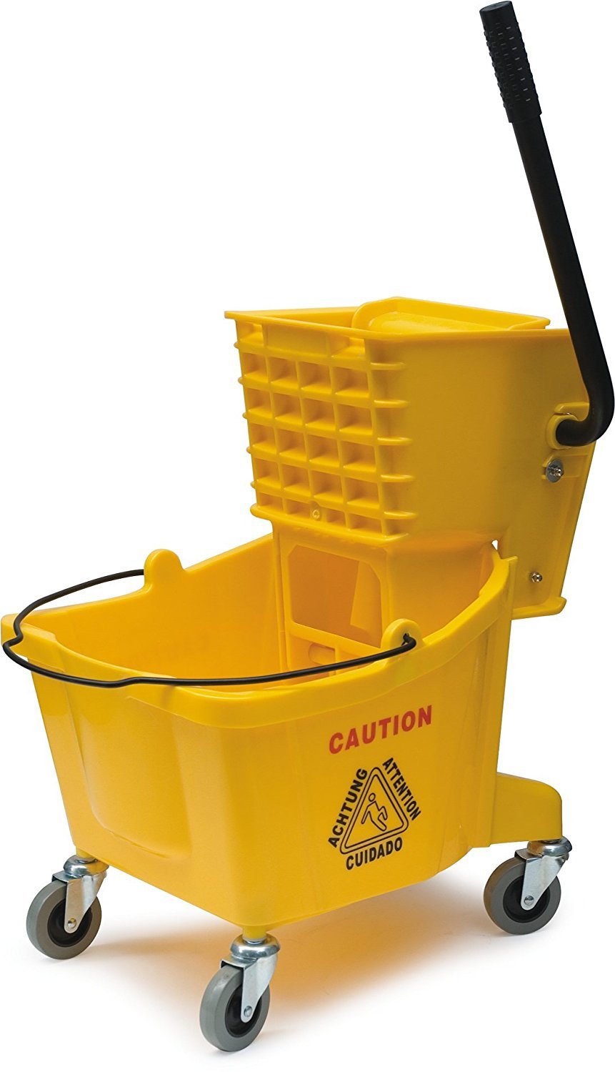 SPARTA Commercial Mop Bucket with Side Press Wringer, Floor Cleaning Essentials for Commercial and Home Use 26 Quart Capacity, 1 Count, Red