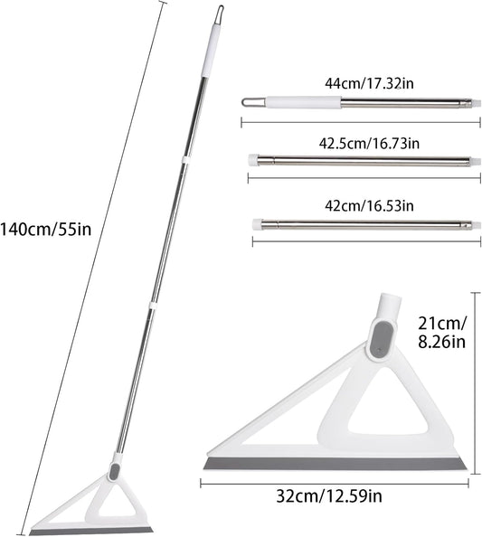 Multifunction Silicone Broom,Squeegee Broom Sweeping Water and Pet Hair,Rubber Broom Sweeper for Floor Bathroom Kitchen Shower,Rugs,Glass Windows(White)