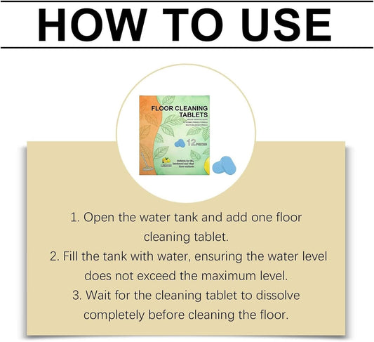 12pcs Floor Cleaner Tablets Hard Floor Cleaner Tablets, Pre-Measured Dissolvable Cleaning Solution for Tile, Vinyl, Compatible with Robot Mops & Wet/Dry Vacuums Cleaner lemon Scent