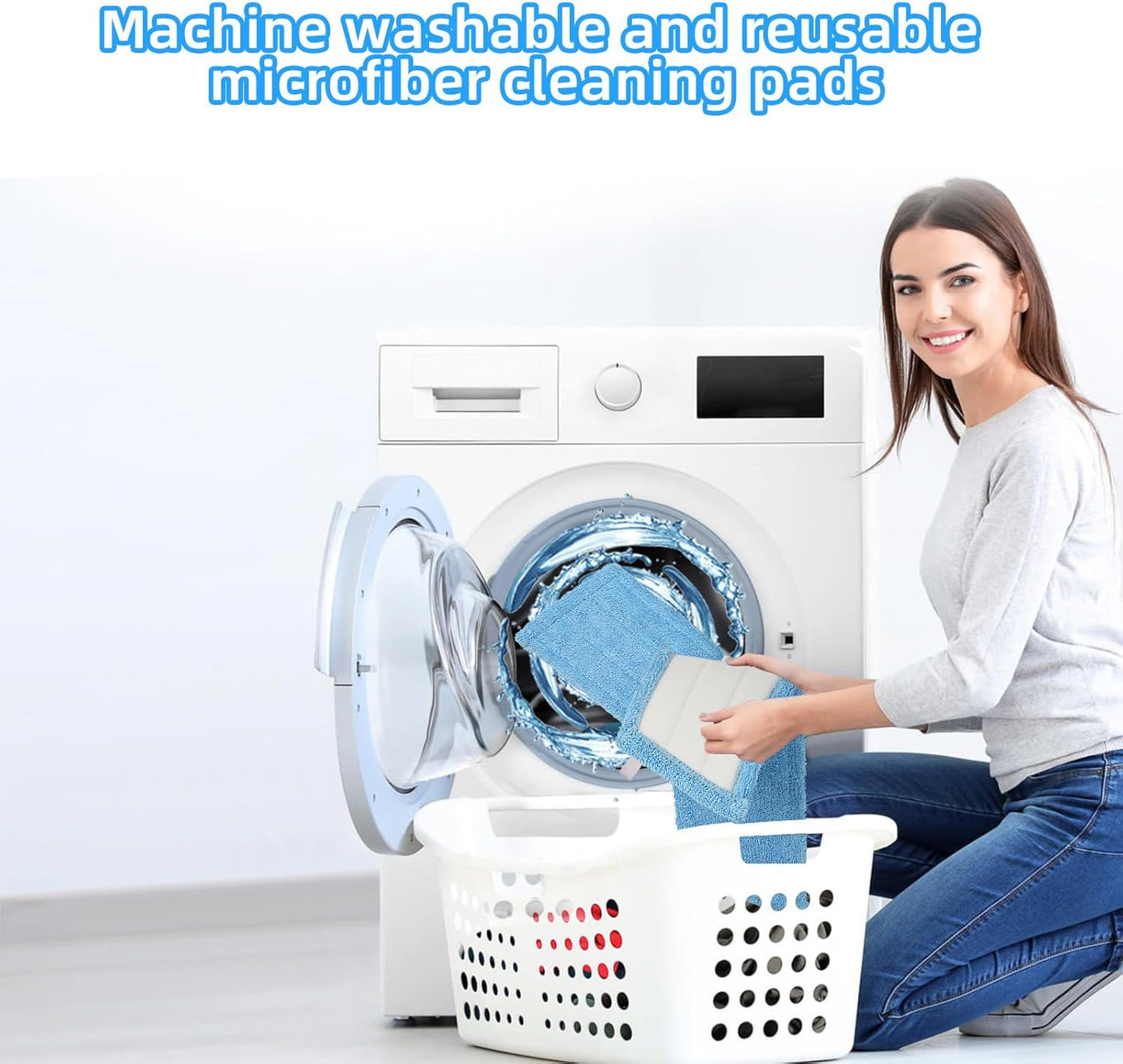 6 Pack Reusable Microfiber Pads for Rejuvenate Microfiber Mop, Compatible with Rejuvenate Click N Clean Multi-Surface Spray Mop, Machine Washable Microfiber Pad Refill for All Floors Without Handle