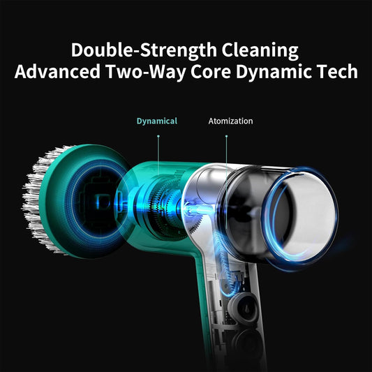 Dual-Rotation Electric Scrubber - IPX5 Waterproof Multi-Surface Cleaning Brush for Bathroom, Kitchen, Tile, Glass & More - Includes 4 Brush Heads (Nylon/Sponge/Crevice/Flat)