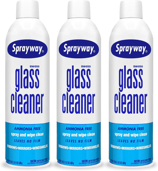 Sprayway Streakless Glass Cleaner 19 Ounce (Pack of 3) Made in USA, Blue and White (Package may vary)