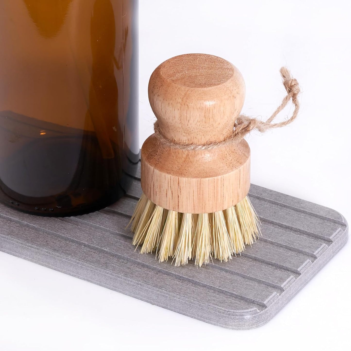 Diahom Bamboo Dish Brush Scrubber 3 Pack for Cleaning Pot Pans Hanging Rope Kitchen Dishwashing