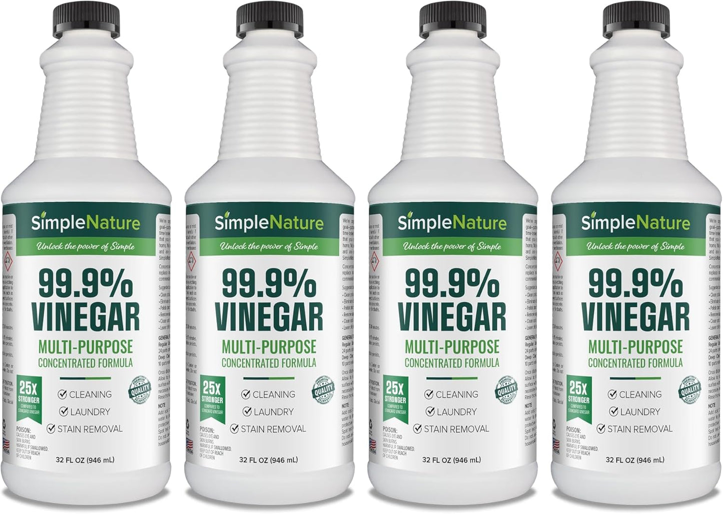 SimpleNature 45% Vinegar (1 Gallon) - Highly Concentrated Vinegar for Heavy-Duty Cleaning Power for Home & Patio, Limescale Removal & DIY Formulas - Dilutes Easily - Free of Dyes or Fragrance