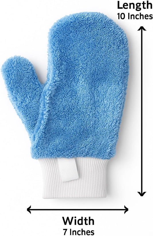 10" x 7" Microfiber Cleaning Mitt – Reusable Soft Dusting Glove for Auto, Glass & Surfaces – Non-Abrasive & Lint-Free Wash Mitt for Scratch-Free Cleaning – Ideal for Home or Commercial Use