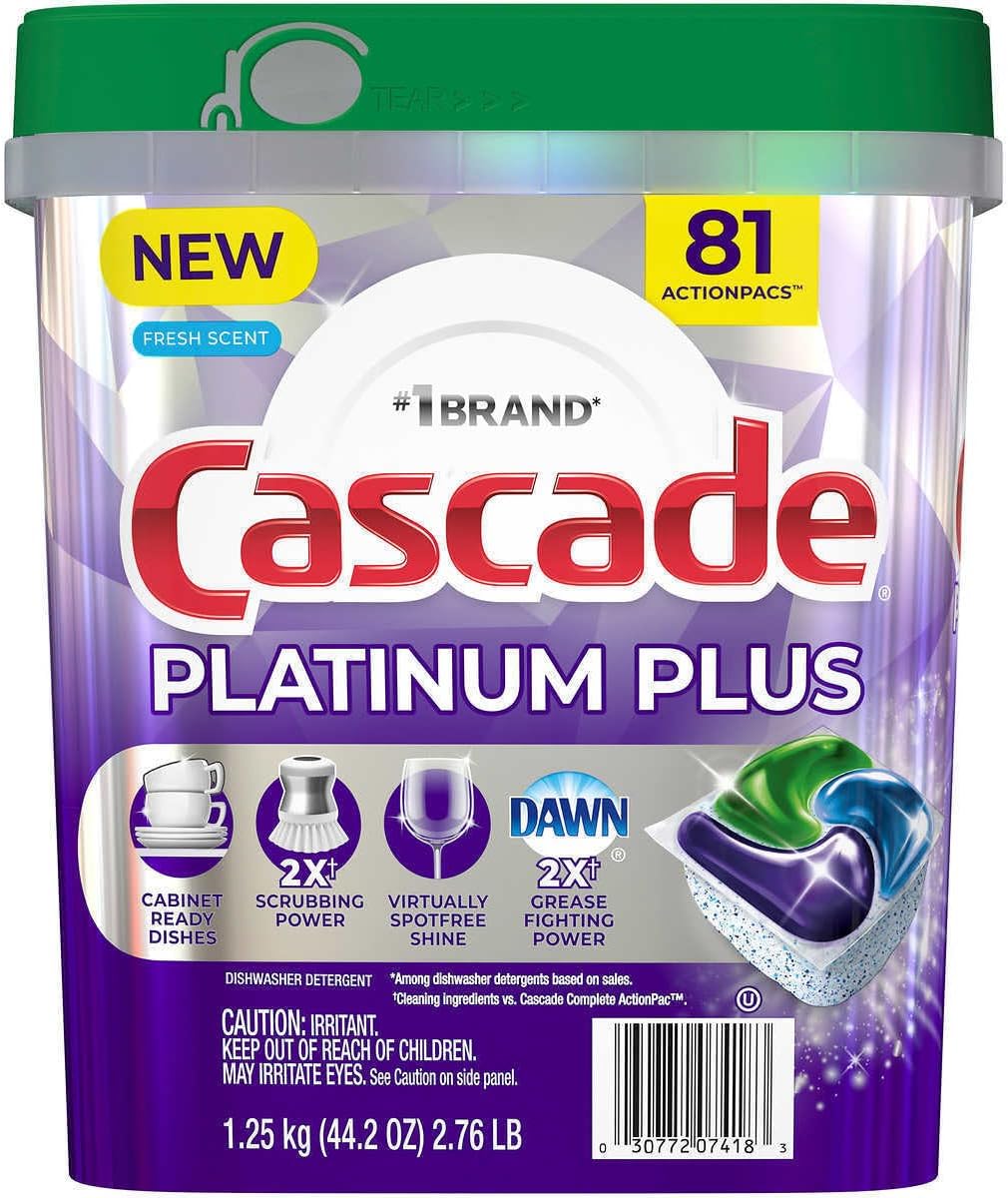 Cascade Platinum Dishwasher Detergent Powder 92 Fresh Scent ActionPacs Net Wt 51.2 Ounce