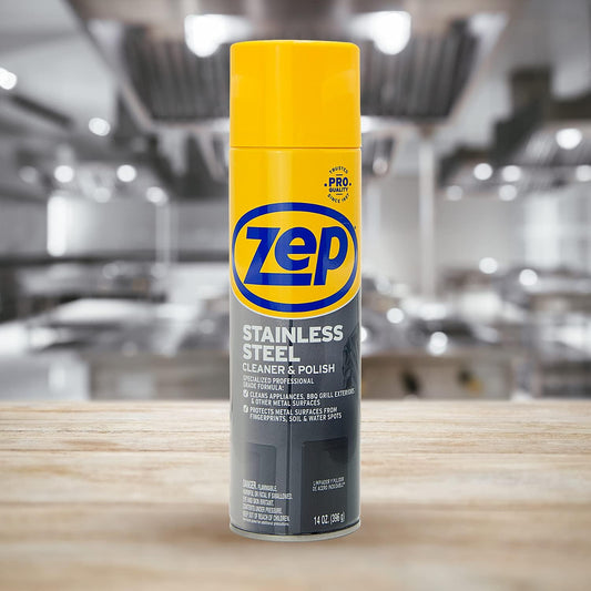 Zep Stainless Steel Cleaner and Polish 14 ounces (Case of 4) ZUSSTL14 - Protects Metal Surfaces from Fingerprints, Soil and Waterspots