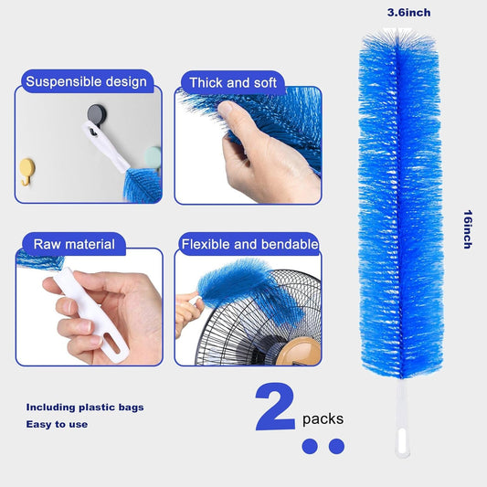 Fan Cleaner Brush,Fan Brush Cobweb Duster Microfiber Duster Ideal for Ceiling Duster, Air Vents, Curtains,Fan Cleaner for Box Fan(2PCS)