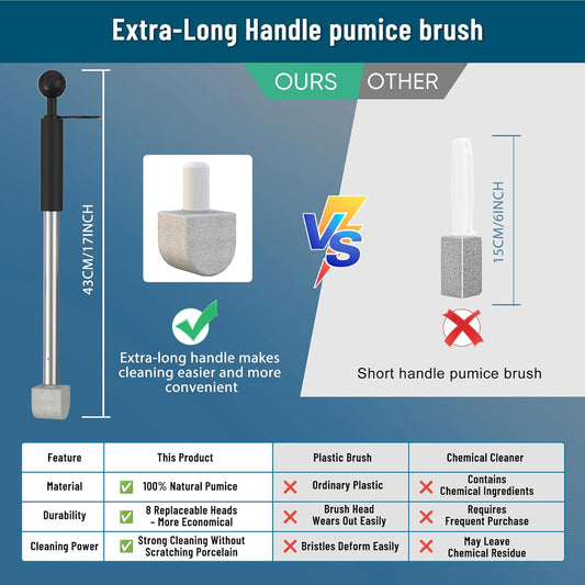 Pumice Stone Toilet Bowl Cleaner,16.7Inch Toilet Pumice Stone with Handle Cleans Hard Water Ring Calcium Buildup&Stains for Toilet Bath Kitchen Household Cleaning (Grey)