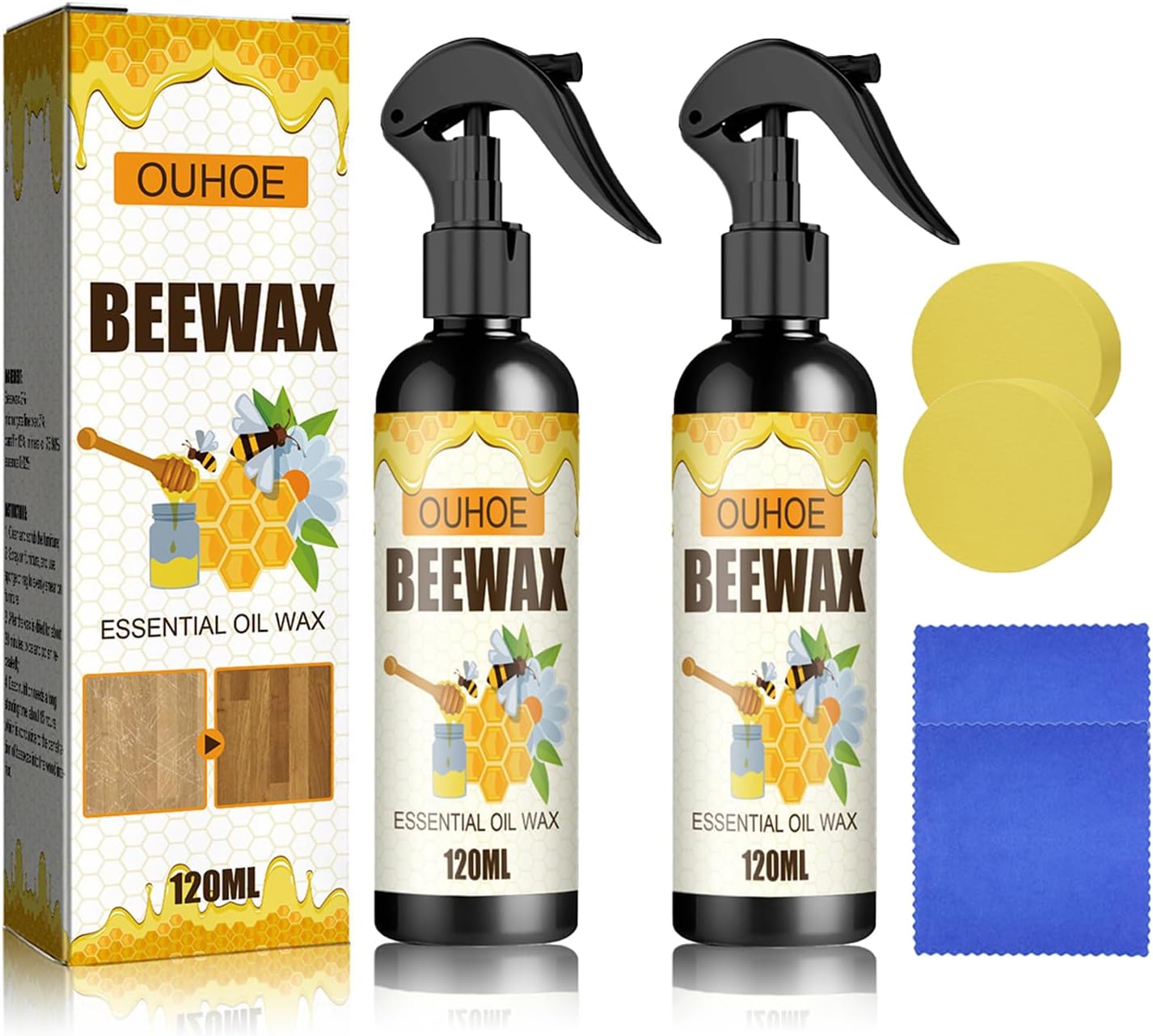 Beeswax Wood Polish - Furniture Polish - Wood Cleaner - Wood Floor Polish - Applicable To Living Room, Kitchen and Wooden Furniture Floors. (1Pcs)