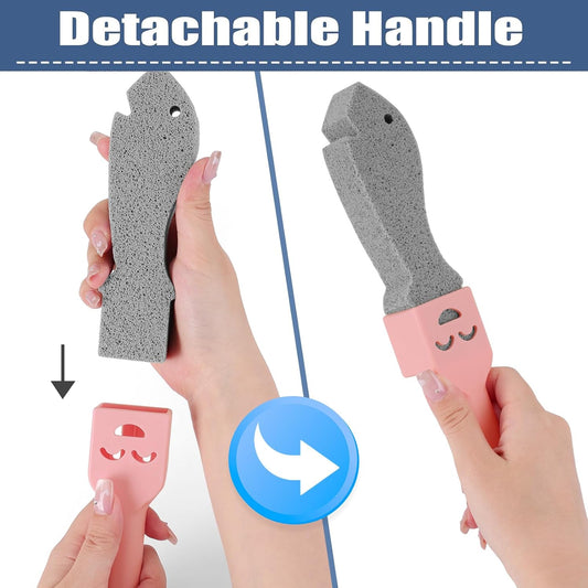 Navona 8 Pack Pumice Stone Scouring Sticks with 2 Universal Handles, Grey Pumice Stone Cleaner for Cleaning Toilets, Bathrooms, Kitchens, Spas and Pools