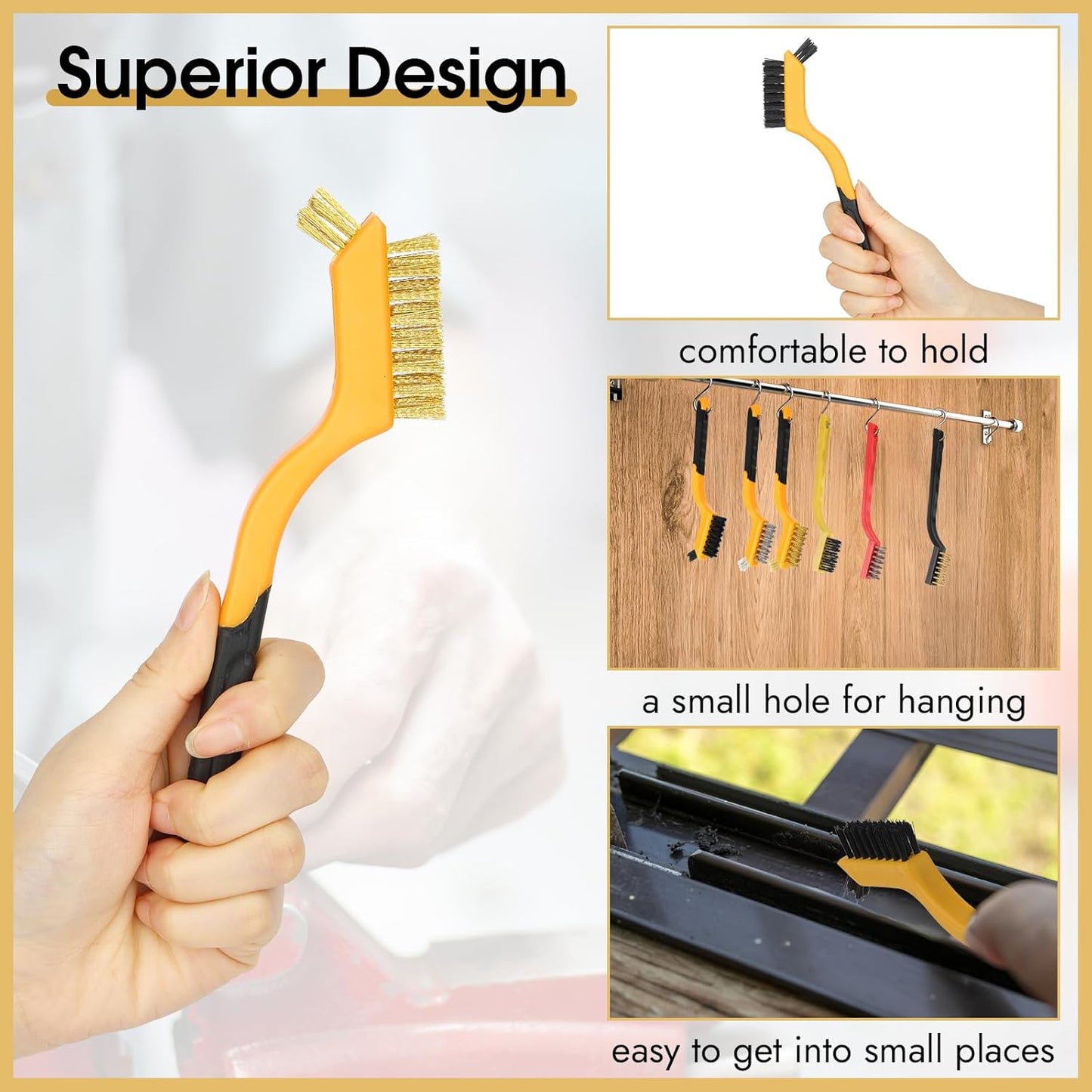 6 Pieces Wire Brushes Set, Small Metal Brass/Stainless Steel/Nylon Brushes for Cleaning Metal Rust Remover and Paint Removal