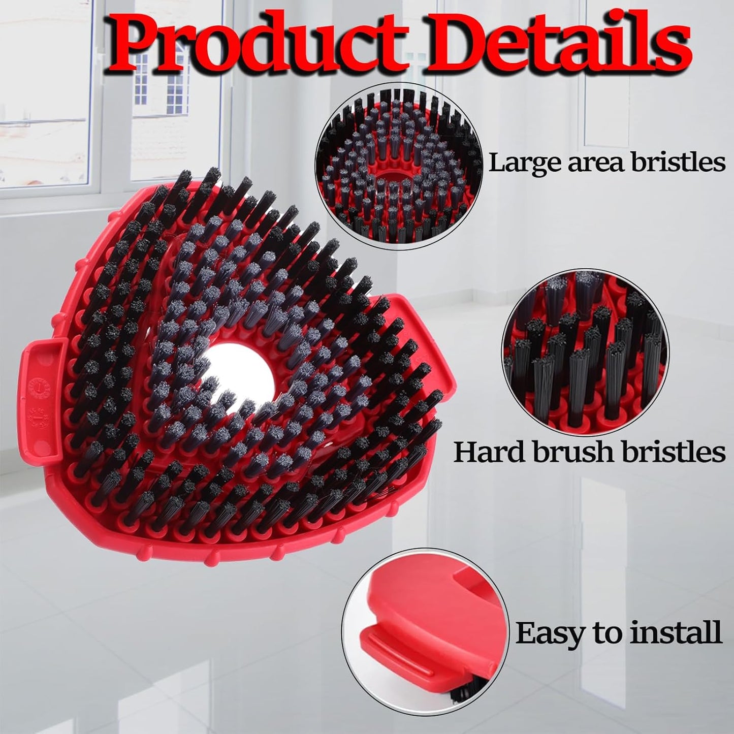 Spin Mop Scrub Brush Head Compatible with O Cedar EasyWring 1-Tank Spin Mop System, 2 Microfiber Scrubber Mop Head Refills & 1 Mop Base, Hard Bristle Cleaning Brush for Bathroom, Kitchen, Tub and Tile
