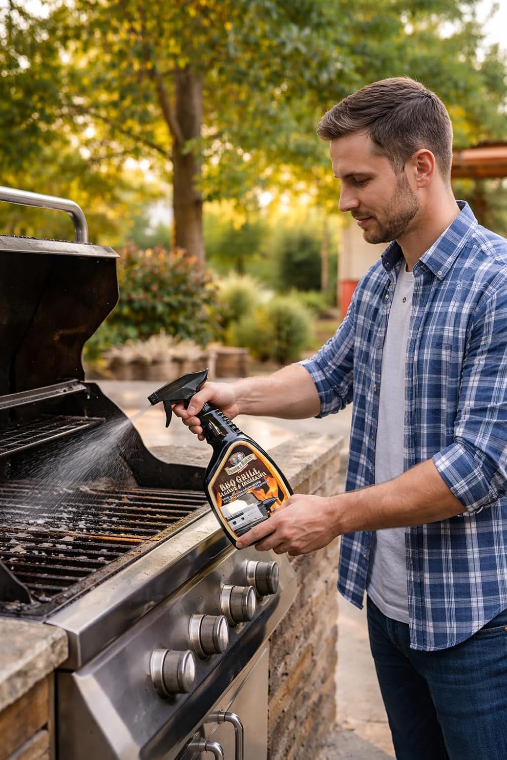 Parker & Bailey Grill Cleaner and Degreaser - BBQ Grill Cleaner Degreaser Cleaner Heavy Duty Countertop Cleaner Stainless Steel Cleaner Glazed Tile Cleaner Cleaning Supplies for Grease and Grime