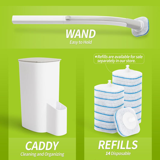 Toilet Bowl Cleaner Wand Refills Compatible with CLOROX, 21 Count Disposable Toilet Brush Refills, Replacement Heads for Toilet Cleaning System