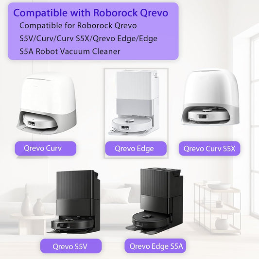 Qrevo S5V Replacement Accessories for Roborock Qrevo S5V/Curv/Curv S5X/Qrevo Edge/Edge S5A Robot Vacuum Cleaner, 2 Pairs Main brushes 4 Filters 6 Dust Bags 6 Mop Pads 8 Side brushes