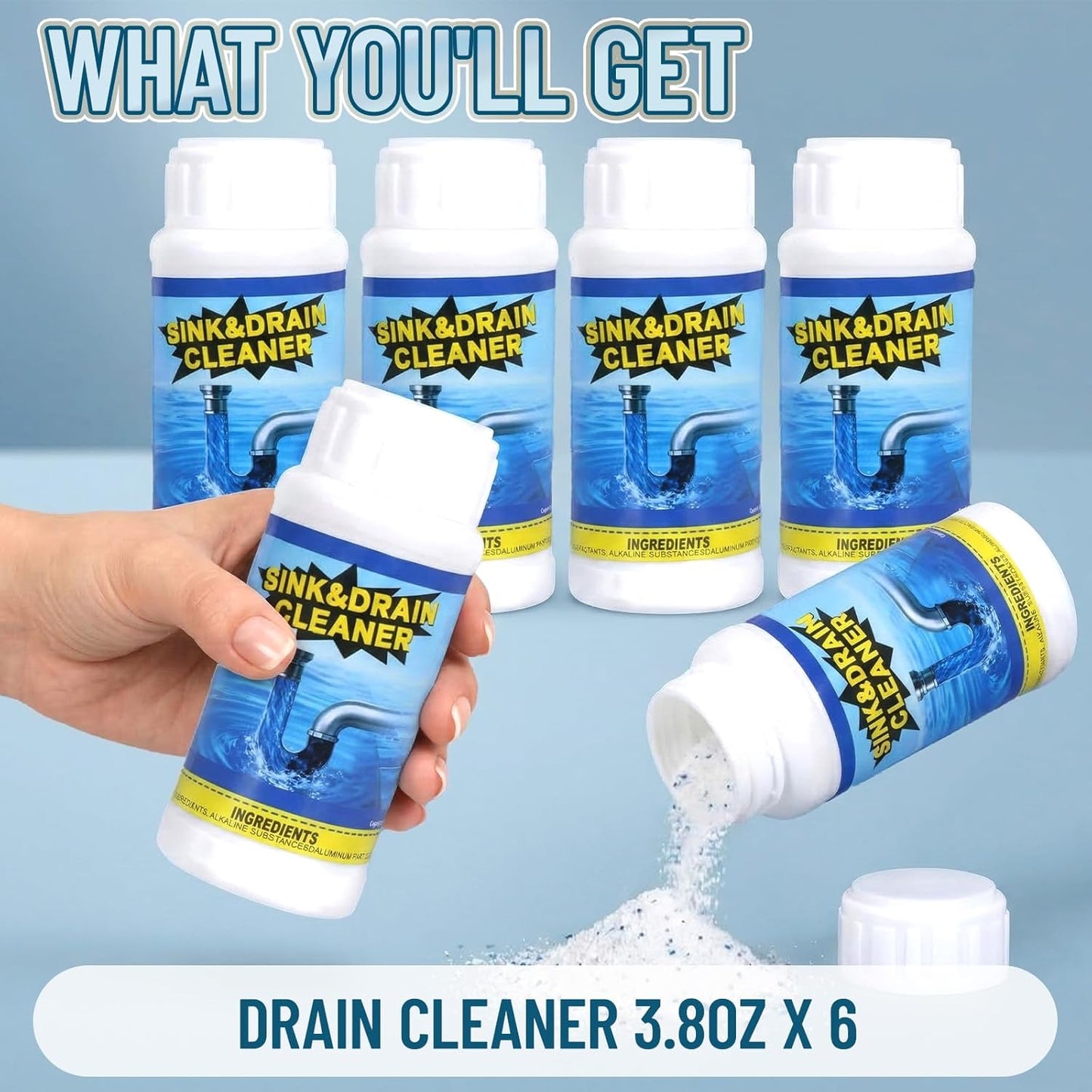 Drain Cleaner Shower Sink Cleaner New - Powerful Pipeline Dredging Agent, Kitchen Unblocker, Sink and Drain Cleaner for Kitchen Toilet(6PCS)