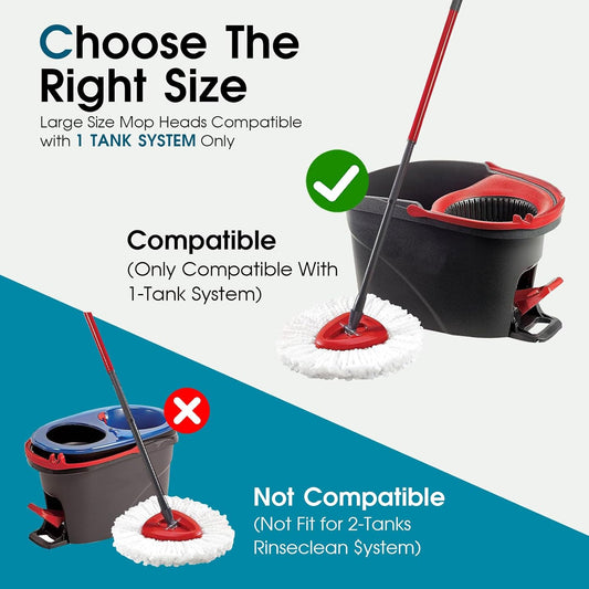 4 Pack Mop Head Replacement Compatible with O Cedar Triangle Swivel Mops,Spin Mop Replacement Head 100% Microfiber,Deep Cleaning,EPSUNORISE Compatible with O Cedar Mops(White)