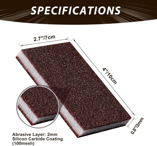 Carborundum Heavy Duty Scouring Sponges - Fiberglass-Free Nano Rust Eraser for Pots, Pans, Grill, Oven Racks & Sink Stains (0.4" 8ct(Pack of 1))