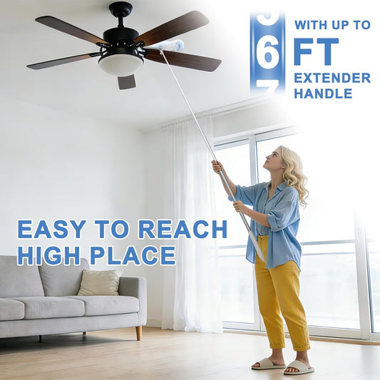 KeFanta Duster Refill Kit with 6 ft Super Extendable Handle Compatible with Swiffer, 360° Disposable Microfiber Dusting Pads for Home Cleaning, Ceiling, Fan, Window, Hard-to-Reach Areas, 20Pcs