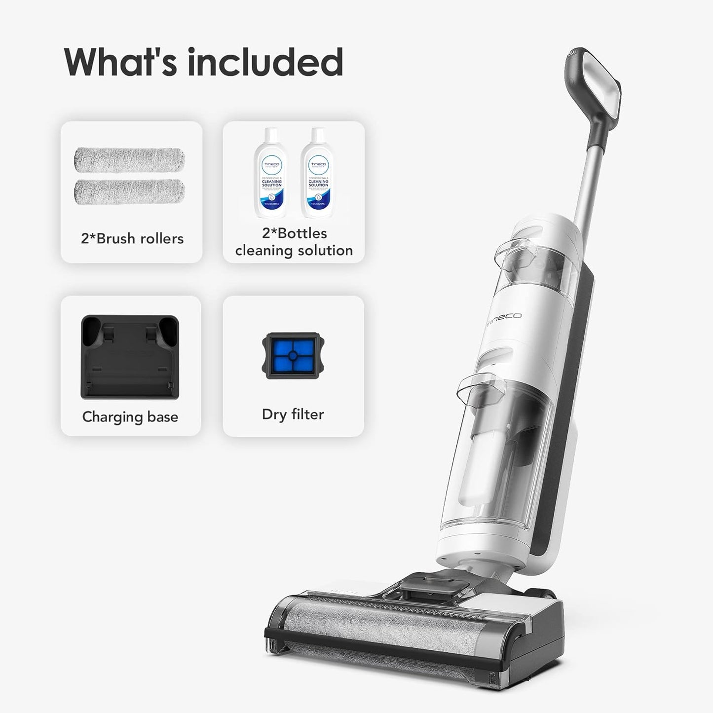 Tineco Floor ONE i5 Stretch Wet Dry Vacuum Cleaner, Vacuum & Mop in One Step, 20kpa Powerful Suction, 180° Lay-Flat Design, Anti-Tangle Design, Dual-Sided Edge Cleaning, Up to 30* Minutes Runtime