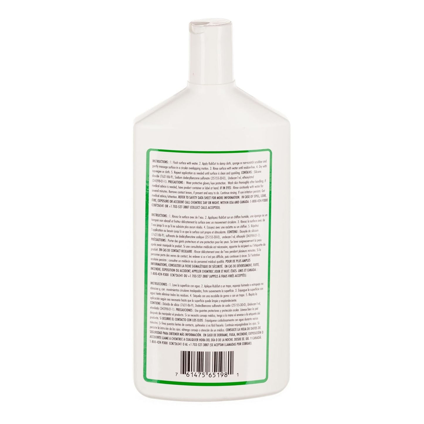 Unger Commercial RubOut Hard Water Stain Remover - 16 oz Professional Window and Glass Cleaner Solution - Removes Mineral Buildup, Rust, and Soap Scum for Clear Surfaces - RUB50