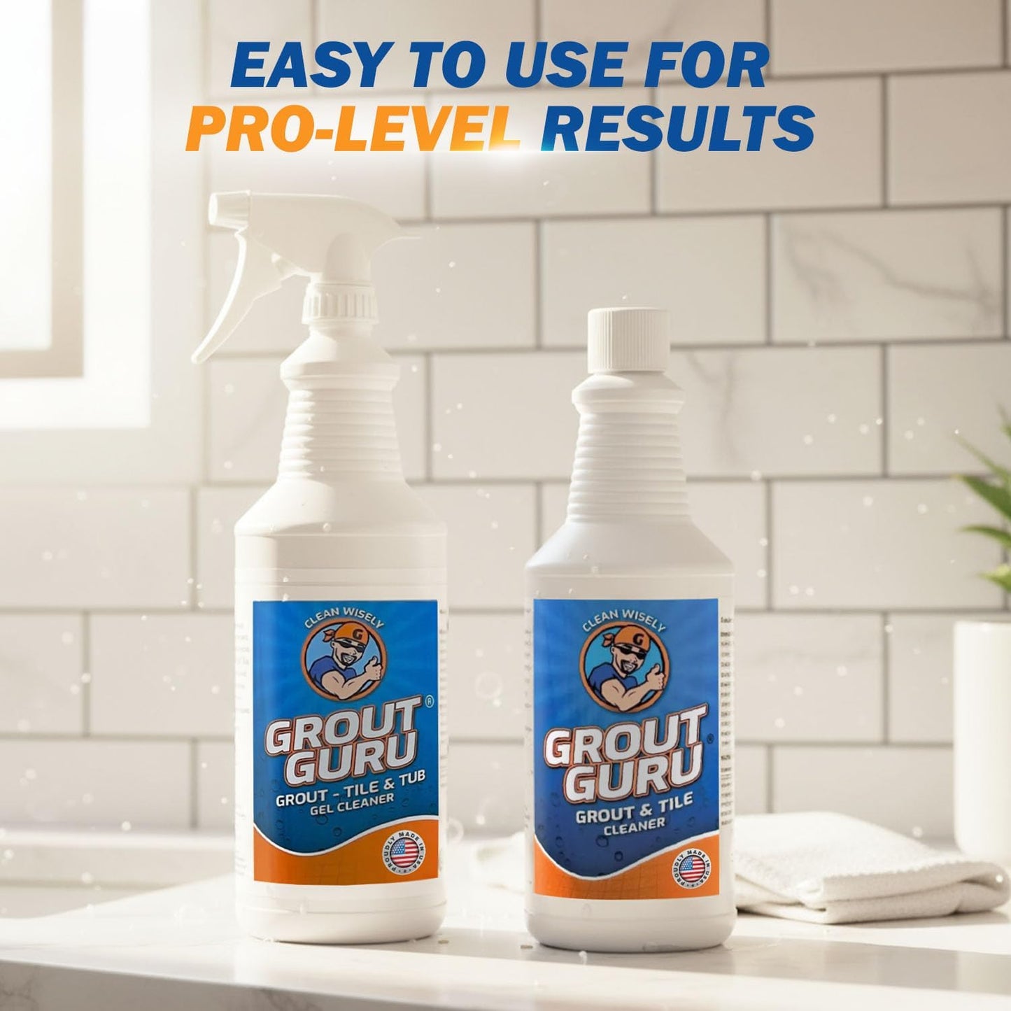 The Professional Grout Cleaner for Tile Floors, Acid-Free Floor Gel Cleaner Cleaning Solution for Tile, Marble, Porcelain & Stone, Deep-Clean Flooring Products Made in USA, Spray, 32 Oz
