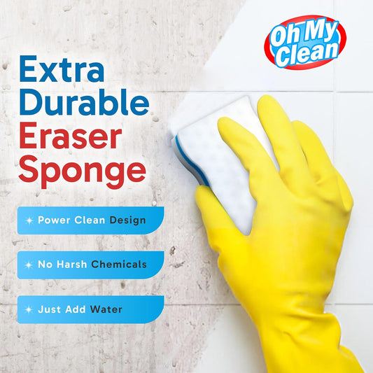 (100 Pack) Extra Durable Eraser Sponge – Extra Thick, Long Lasting Magic Melamine Cleaning Sponges in Bulk – Foam Pads for Walls, Kitchen, Bathroom, Floor & Baseboard Cleaner