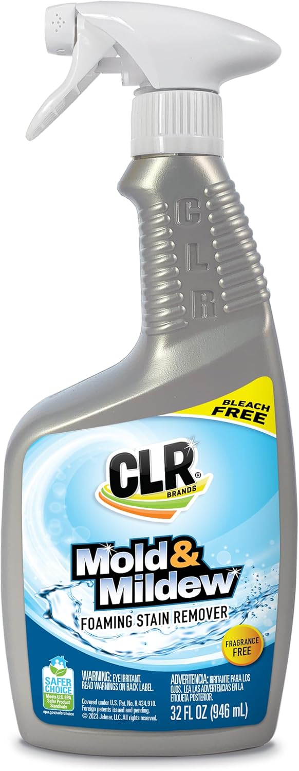 CLR Mold & Mildew Bleach-Free Stain Remover Spray | Works on Fabric, Wood, Fiberglass, Concrete, Brick, Painted Walls, Glass and More | EPA Safer Choice (32 Ounce)