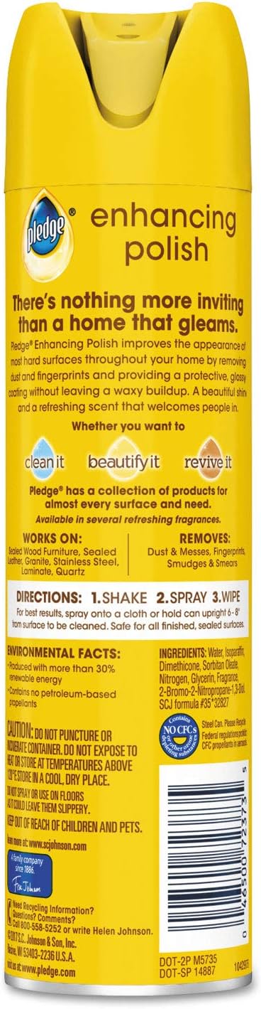 Pledge Beautify It Orange Enhancing Polish Spray - Removes Dust and Fingerprints. Provides Protective, Glossy Coating (1 Aerosol Spray), 9.7 oz