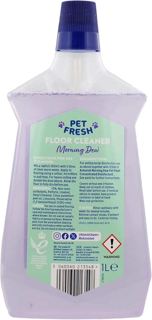 Astonish Peony Bloom Floor Cleaner – Concentrated Floral Mop Solution With Dirt Repelling Technology – Multi Surface Cleaner For Tiles, Laminate, Vinyl & Sealed Wood Floors – 1L Bottle