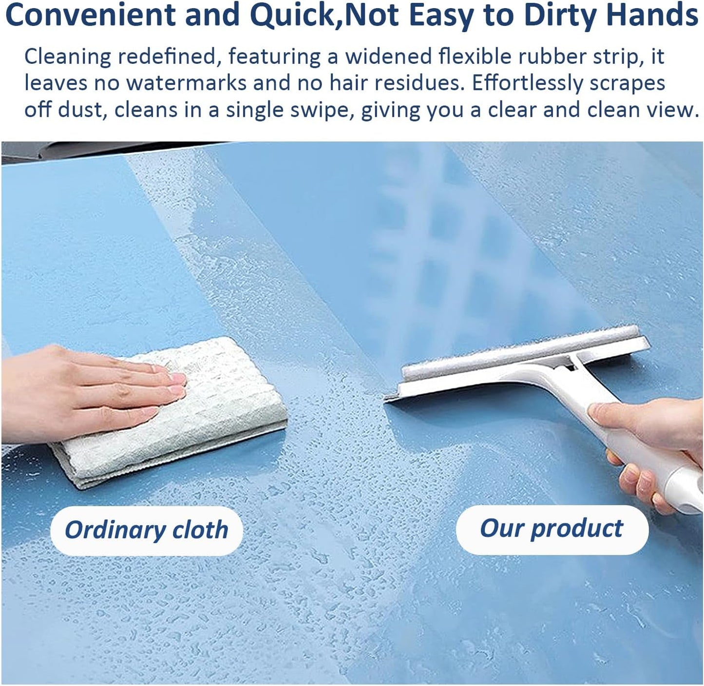 2 Pack All-Purpose Shower Squeegee for Shower Glass Door, Shower Glass Cleaner Squeegee with Spray, Washer, Wiper, 3 Functions in 1, Perfect Household Cleaner Tool