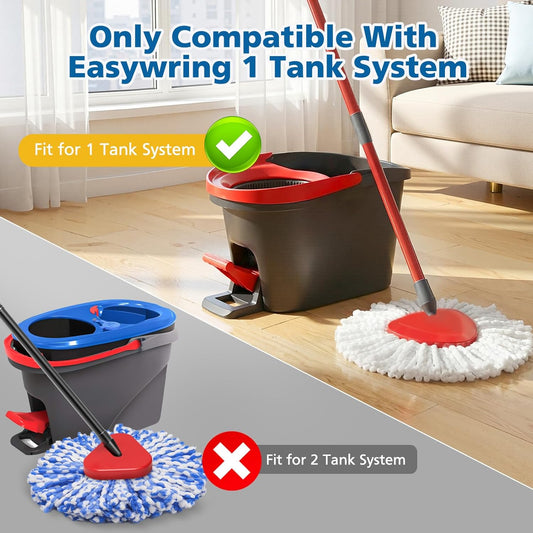 8 Pack RinseClean Spin Mop Replacement Head Refills Compatible with O Ceda RinseClean 2 Tank System, Blue Microfiber Mop Refills for Floor Cleaning