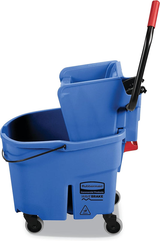 Rubbermaid FG758888BLUE WaveBrake 2.0 Bucket/Wringer Combos, Side-Press, 35 qt, Plastic, Blue (RCPFG758888BLUE)