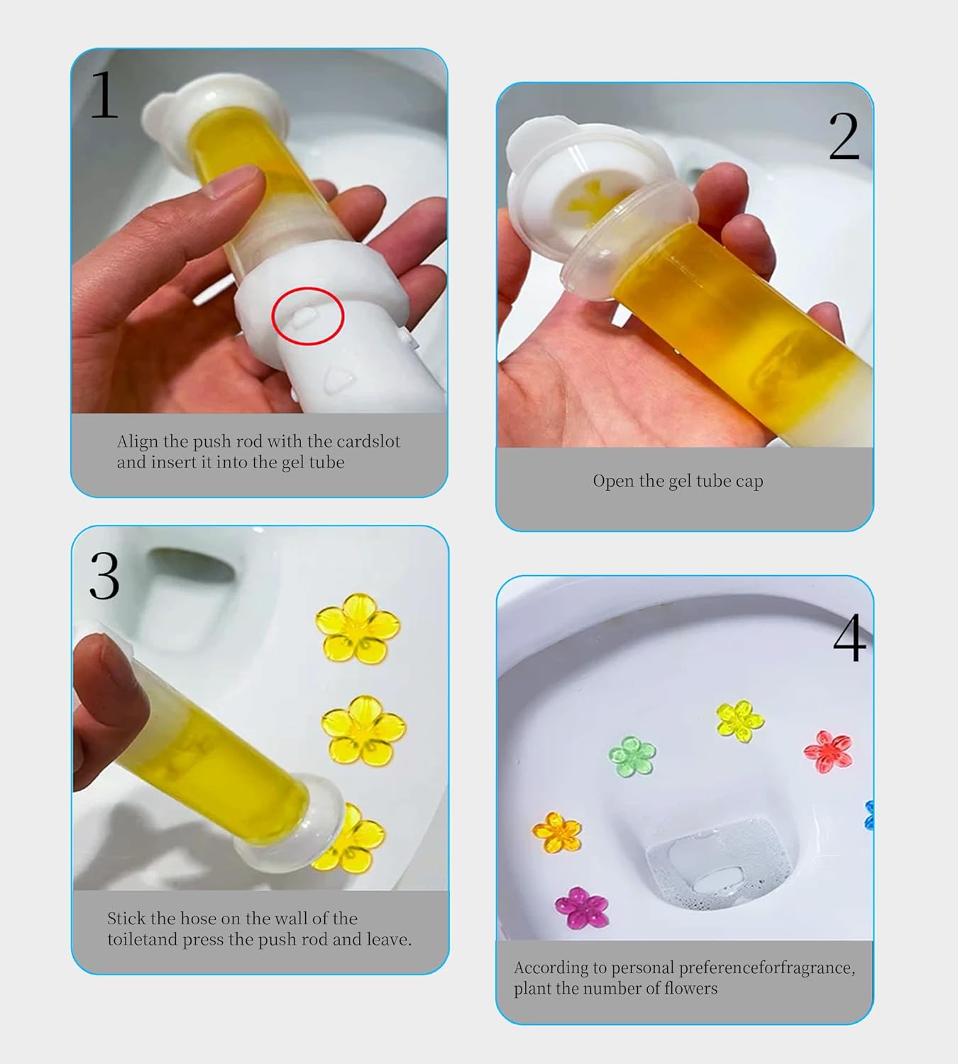 EKE Toilet Gel, Toilet Stain Removal Cleaning Air Freshener, 72 Flower Stamps, Pack of 6 Scents