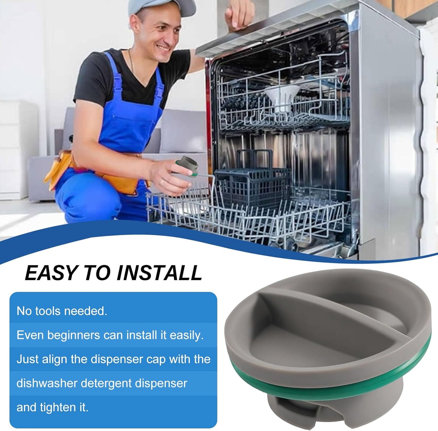 Upgraded WPW10524919 Dishwasher Rinse Aid Cap Replacement Compatible with Whirlpool Amana Ikea WDP350PAAW5 KDTE104DSS0. W10524919 Dispenser Cap Replace W10524923 Dishwasher Rinse Aid Dispenser Cap