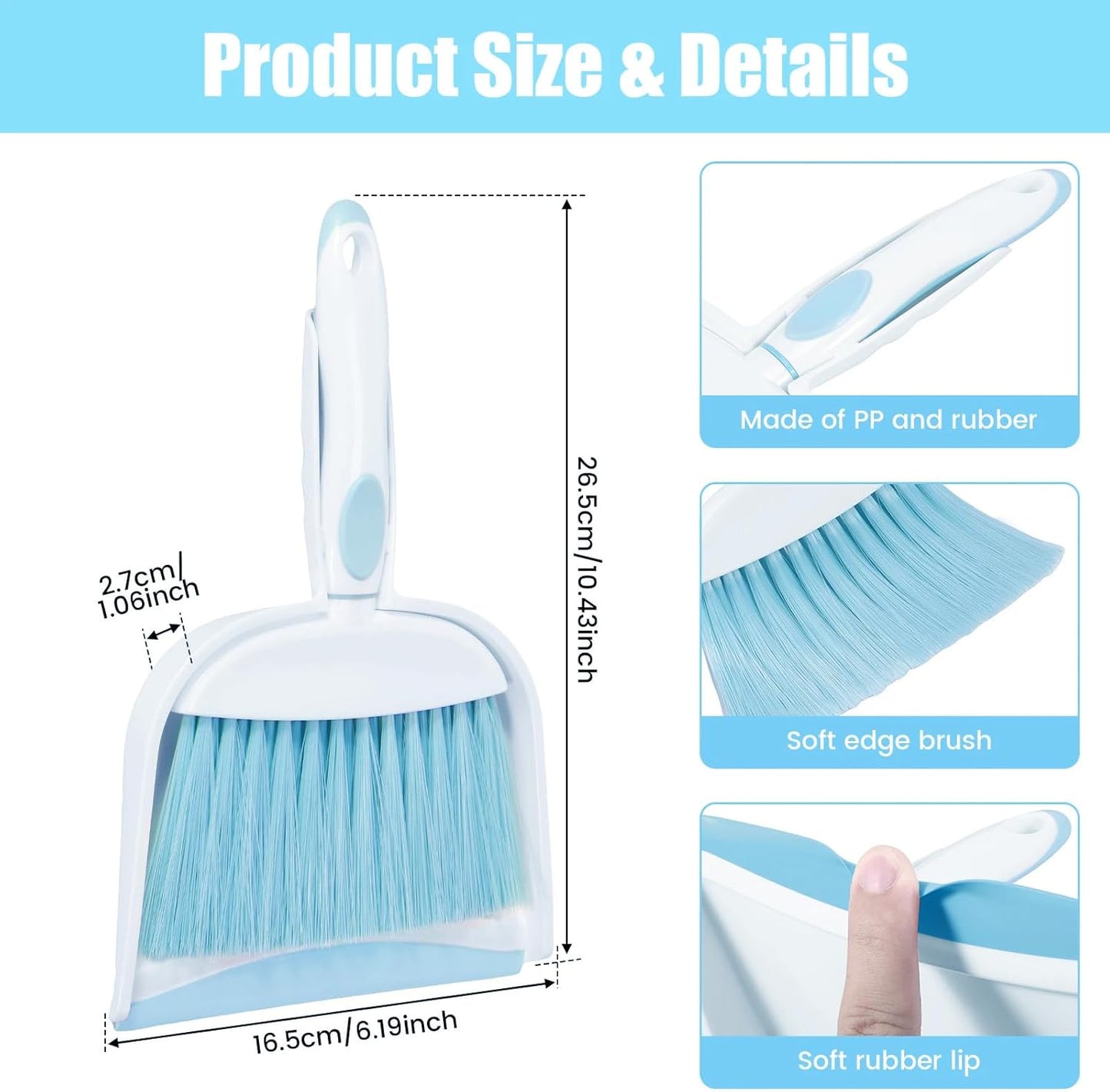 Broom with Dustpan Combo Set for Clean - Broom and Dustpan Set, 61" Broom and Dust Pan with Long Handle, Dust Pan and Broom Set, Broom with Dustpan Set Suitable for Home, Kitchen, Office, Salon, etc.