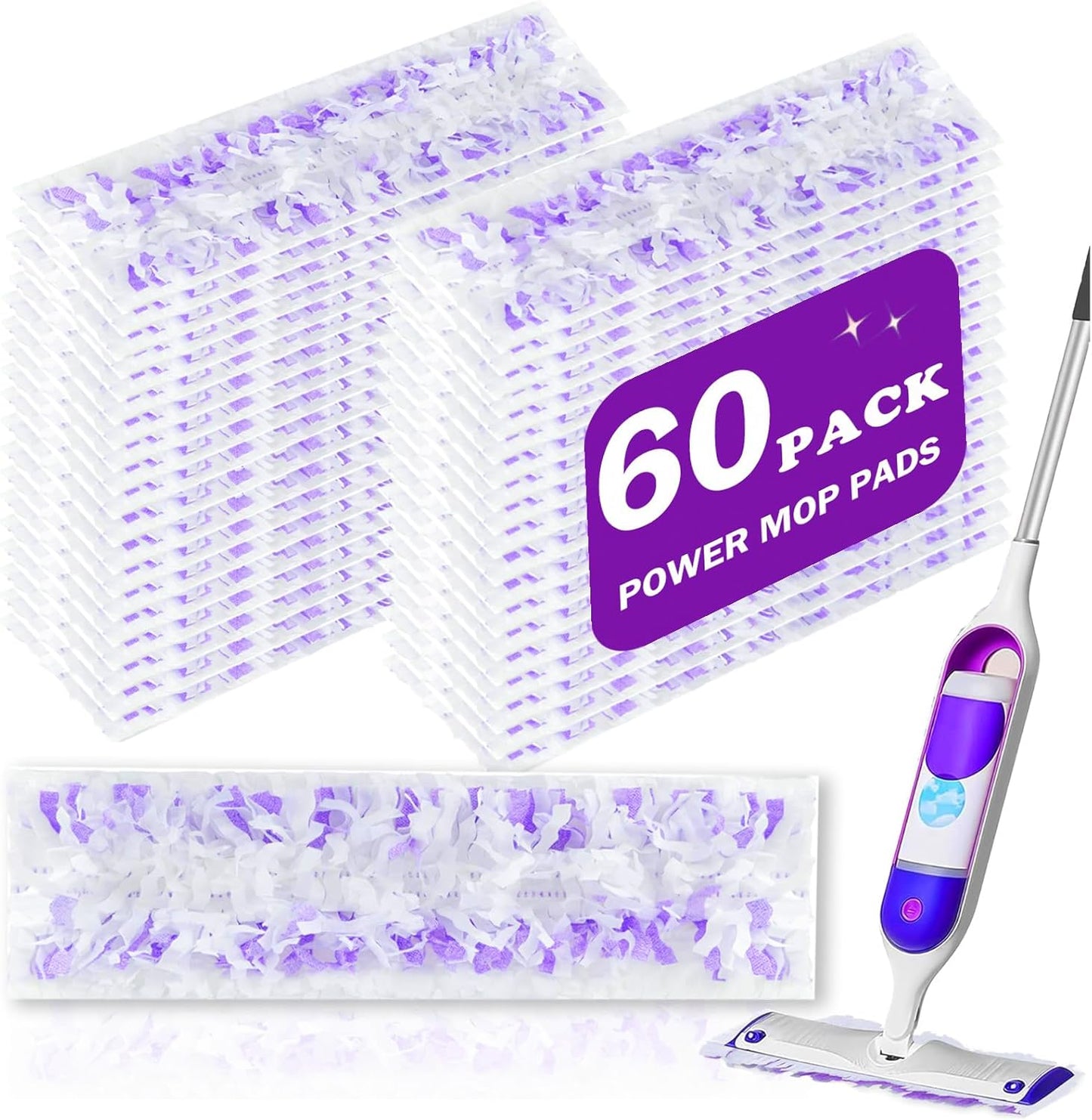 50 Pack Disposable PowerMop Refill Pads for Swiffer Power Mop - 5X Cleaning Power Mop Pads, Compatible with Swiffer Wet Pads Refill, 12 Layers Thickened Durable | Heavy-Duty Absorbent