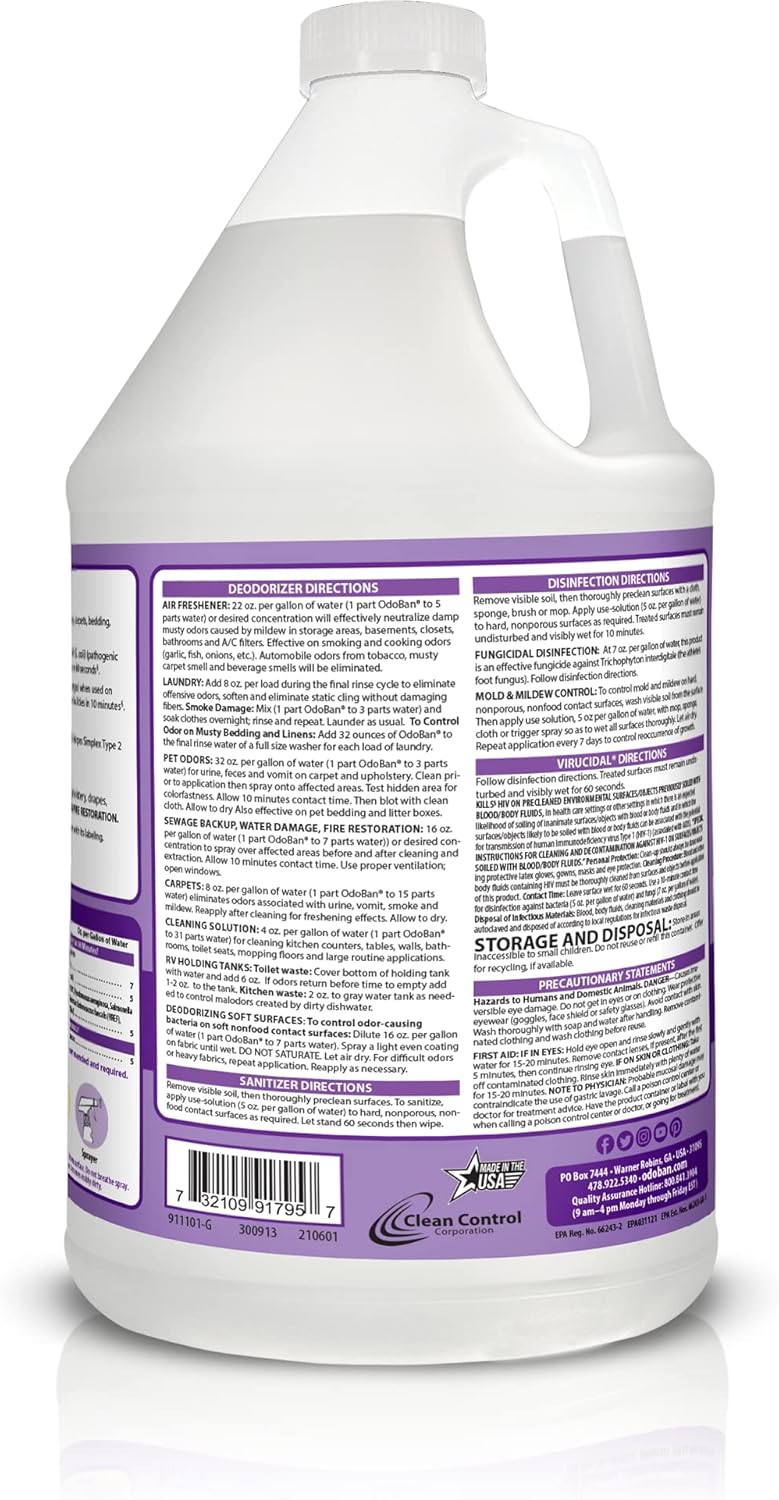 OdoBan Ready-to-Use 360-Degree Continuous Spray Disinfectant & Harsh Aroma Eliminator, Fabric and Air Freshener, Made in the USA, Original Eucalyptus Scent, 14.6 Ounces